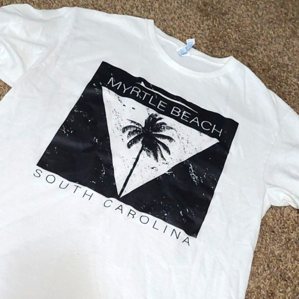 White and Black Myrtle Beach Tee